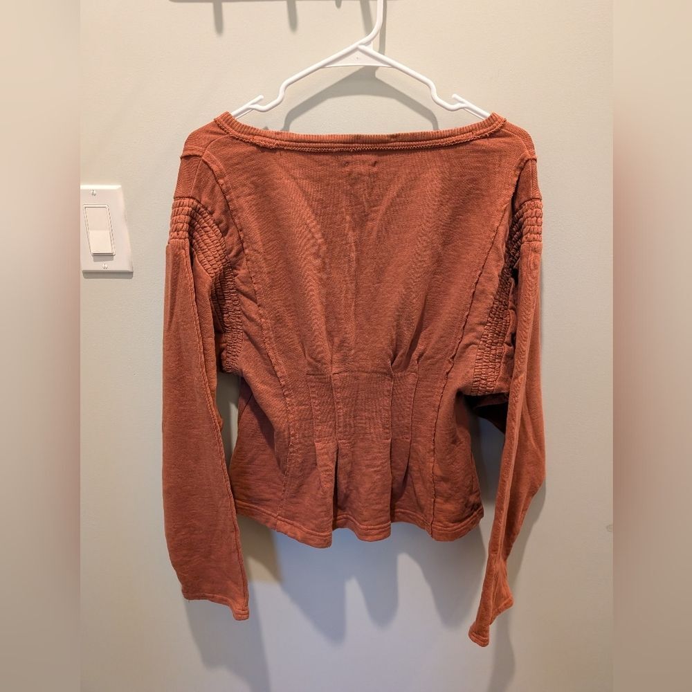 NWOT Pilcro Long Sleeve Cocoon Corset Top Anthropologie In Orange Size Small - Picture 6 of 7
